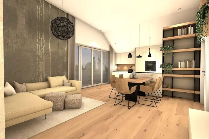 Visualisierung Wohnzimmer Sendlhofer Design