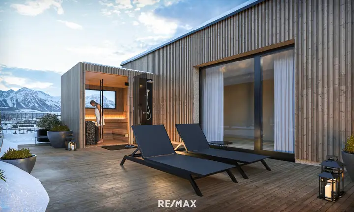 Terrasse mit Sauna