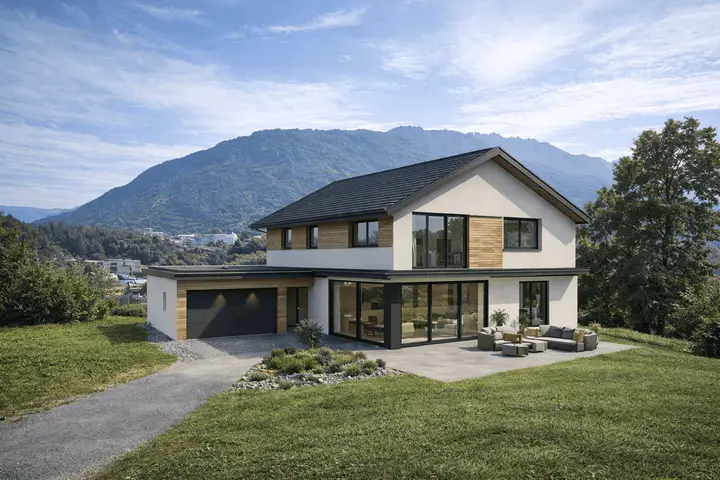 Modernes Haus mit Bergblick