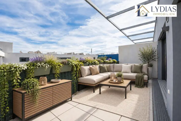 Virtuell möblierte Terrasse