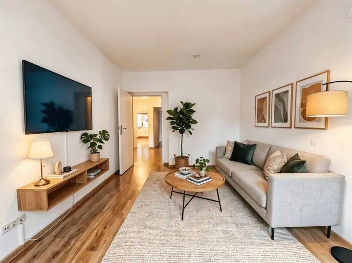 Wohnzimmer eingerichtet