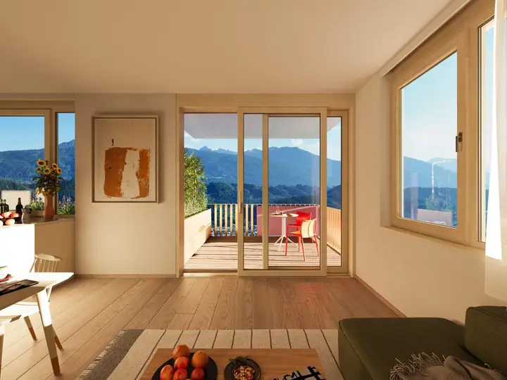 Wohnbereich mit Balkon (Visualisierung)