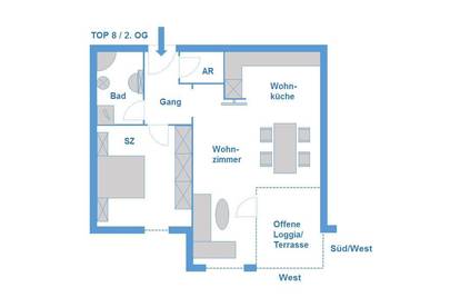 2-Zimmerwohnung in Bestlage, direkt neben KH Schwaz - 2. Stock - offene West-Loggia - Garage - ab April 2022