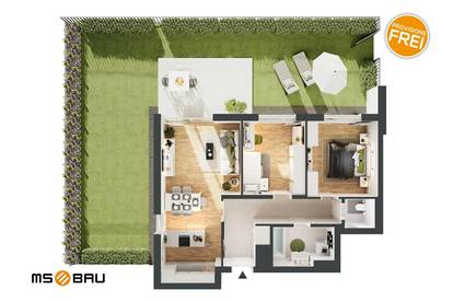 Attraktive 3-Zimmer-Wohnung mit Terrasse und Garten - Top 3.05
