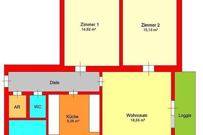 Sonnige 3 Zimmer-Wohnung mit Loggia und Parkplatz in Andritz