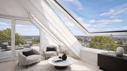 Skyline inklusive – exklusive Wohnung mit traumhafter Dachterrasse