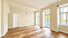Wohnen beim Schloss Belvedere: 3-Zimmer Erstbezug im Stilaltbau mit Balkon