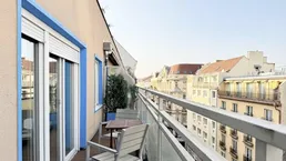 Bestlage Burggasse! Trendig möblierte Studio-Terrassen-Wohnung in Stockwerkslage