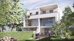 Zentrales baubewilligtes Projekt für 4 Häuser mit Eigengärten und Terrassen, sowie 4 PKW-Garagen-Stellplätzen