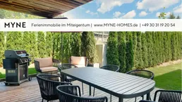 Ferienimmobilie im Miteigentum: Moderne Gartenwohnung mit Terrasse und privater Sauna