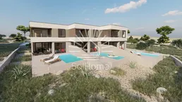 Haus mit Panoramablick auf das Meer bei Primosten, Kroatien