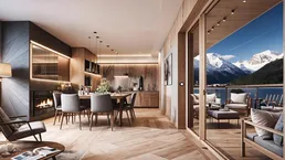 1/8-Miteigentum · Neubau-Penthouse auf der Tschengla (Bürserberg) mit Panoramablick, Sauna &amp; Kamin