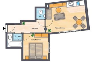 40m2 2-Zimmer-Wohnung | Hofseitig (FL1T55)