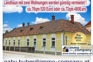 Der Eigentümer möchte nur eine Familie , die beide Wohnungen mieten !!! Direkt in Hirtenberg - Landhaus mit zwei Wohnungen werden günstig vermietet ! 76qm 520 Euro oder 72qm 480Euro