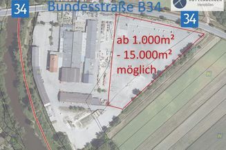 An der B34: Asphaltierte Gewerbegründe ab 100m² - 15.000m²