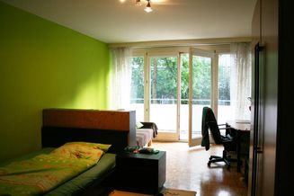 großes Zimmer mit eigenem Balkon und Blick ins Grüne