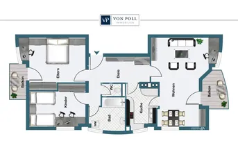 Zentrale 3-Zimmer-Wohnung mit zwei Balkonen und TG-Stellplatz