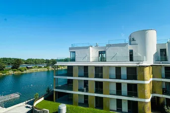 PROVISIONFREI! ERSTBEZUG! DIREKTEM BLICK AUF DIE DONAU! THE SHORE! RUHIG! HELLE 2. ZIMMER MIT 7m² BALKON! CONCIERGESERVICE! FITNESS! SPA-BEREICH! EINBAUKÜCHE!