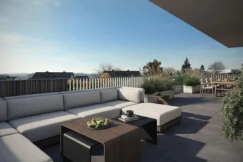 Leonding | Großzügige Dachgeschosswohnung mit Balkon und Dachterrasse - Blick ins Grüne