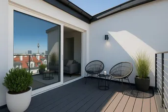 STADTBLICK im Sonnwendviertel - Erstbezug - 6. Liftstock - 3 Zimmer - ca. 68m² NFL - Fußbodenheizung - Klima - zeitlose Ausstattung - ca. 8m² Balkon mit spektakulärem Stadtblick!