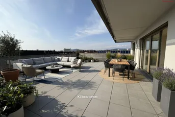 105 m² Dachterrasse für Ihr Leben im Freien – barrierefreie Komfortwohnung mit grünem Energiekonzept