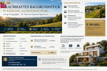 Traumhaftes Baugrundstück in Kierling, Klosterneuburg – sonnige Ruhelage mit großem Entwicklungspotenzial