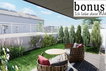 Wohnbaugeförderte 2-Zimmer Gartenwohnung mit Terrasse, Eigengarten, Kellerabteil und Parkplatz