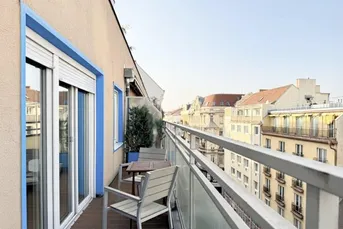 Bestlage Burggasse! Trendig möblierte Studio-Terrassen-Wohnung in Stockwerkslage