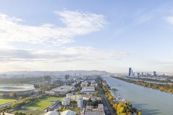 HÖCHSTES WOHNHAUS ÖSTERREICHS - 32. STOCK - BLICK ÜBER WIEN IN 110 M HÖHE - NÄHE ERNST-HAPPEL-STADION - IM HERZEN DES 2. WIENER GEMEINDEBEZIRKS - U2 DONAU MARINA