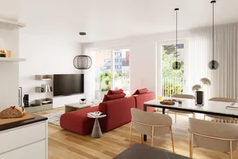 BAUSTART erfolgt! - Ideal für Singles, Pärchen oder Studenten - perfekt aufgeteilte 2-Zimmer-Neubauwohnung mit hofseitiger Loggia - PILLmein