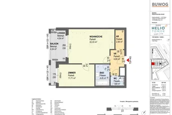 HELIO TOWER, U3-Nähe: 2-Zimmer-Traumwohnung mit Loggia in der 33. Etage mit Aussicht, PROVISIONSFREI
