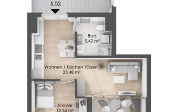 2-Zimmer-Wohnung im Stadt Carré Wilten im 5 Stock - Möbelübernahme möglich 