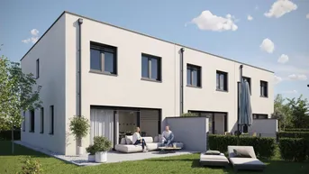 Expose The Oasis! Modernes Reihenhaus in Ödt, nahe dem Badesee: 5 Zimmer, Terrasse, Eigengarten, belagsfertig.