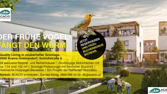 Expose Vorverkaufsstart: jetzt noch Frühbucherbonus sichern - hochwertiges Reihenhaus inklusive Parkplatz - provisionsfreies Neubauprojekt in Krems-Gneixendorf