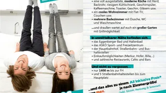 Expose 16m2 WG-Zimmer gleich neben FH Joanneum und SMART CITY in eigenem Haus mit Garten und Grillplatz zu vermieten!