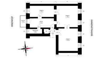 Expose 3 ZIMMER-Altbau, ruhiger Süd-Balkon, Einbauküche, Bad mit Dusche / Fenster, extra WC, WG-tauglich!