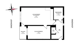 Expose Ruhiger 2 ZIMMER-NEUBAU + Süd-Balkon + Einbauküche + Bad mit Wanne und Fenster + extra WC + Lift!