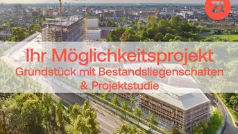 Expose Entwickler aufgepasst! Stadtteil-Projekt im Linzer Süden: Grundstück mit Bestandsliegenschaften &amp; genehmigter Projektplanung ~14.500 m² BGF