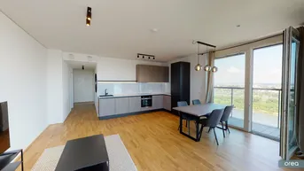Expose orea | Marina Tower · Stilvoll möblierte 3-Zimmer-Wohnung mit Weitblick und Loggia