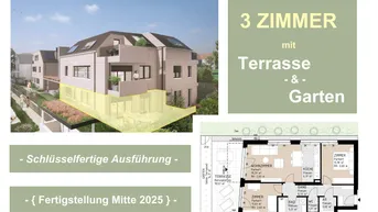 Expose PROVISIONSFREI | Wohnen im Villenviertel | 3 Zimmer Wohnung mit Eigengarten &amp; Terrasse (EG) | Hügelgasse | Fertigstellung Mitte 2025 (Gebäude B - Top 1)