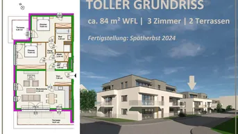 Expose Blumengasse - Bauteil B | Neubauprojekt | 3 Zimmer Wohnung - 2.OG | 2 Terrassen | Belagsfertig | Tiefgaragenstellplatz optional | Spätherbst 2024 (Top B9)