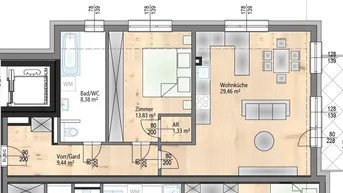 Expose MODERNE STADTWOHNUNG MIT DER INNOVATIVSTEN TECHNOLOGIE IN PREMIUMLAGE - 2-Zimmer - 30 m2 Wohnzimmer - 9 m2 Balkon - Ausblick ins Grüne - Lift - provisionsfrei – barrierefrei 