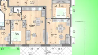 Expose Traumwohnung mit Eigengarten und Terrasse - 3 Zimmer - bereits in Bau - schlüsselfertig - barrierefrei - provisionsfrei
