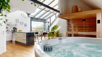 Expose Dachgeschoss-Maisonette mit Loft-Charakter, Wellness-Oase &amp; Weitblick