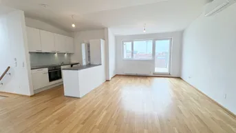 Expose Provisionsfrei: Klimatisierte 104m² DG-Maisonette + 19m² Terrassen mit Einbauküche - 1100 Wien