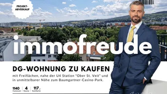 Expose Zum Verkauf steht eine 4 Zimmer klimatisierte Dachgeschosswohnung mit Fernblick und Dachterrasse, in Wien Penzing, nahe der U4 Station “Ober St. Veit” und in unmittelbarer Nähe zum Baumgartner-Casino-Park.
