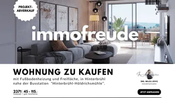 Expose Zum Verkauf steht eine 3 Zimmer Neubauwohnung mit Garten, Terrasse und Fußbodenheizung (Luftwärmepumpe), in Hinterbrühl nahe der Busstation “Hinterbrühl-Höldrichsmühle”.