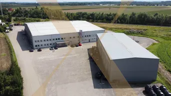 Expose Lager-/Produktionshalle samt Rolltore und Hallenkran in Schlatt bei Lambach zu vermieten!