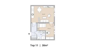 Expose Stadtnahes Wohnen pur: 2-Zimmer-Wohnung in ruhiger Lage mit vollausgestatteter Wohnküche