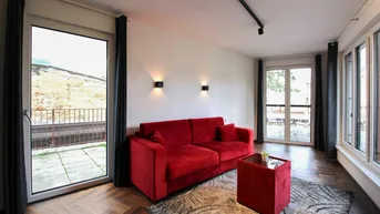 Expose Ruhige Innenhoflage : Möblierte Terrassenwohnung in neuwertigem Zustand inkl. Garagenplatz